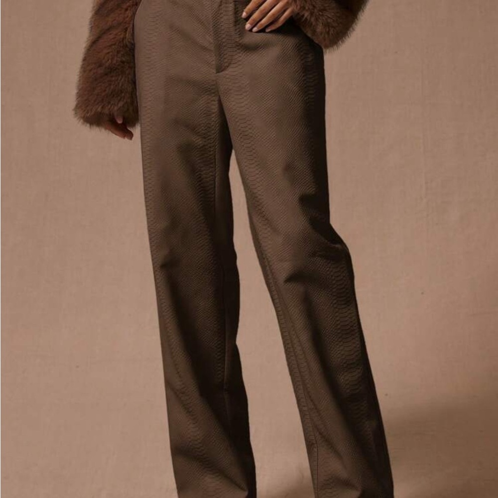 Snakeskin Brown Wide-Leg Trousers